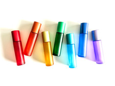 7 Rainbow Colors Glass Empty Craft Bottles Vials With Lids 10ml Crafting Project