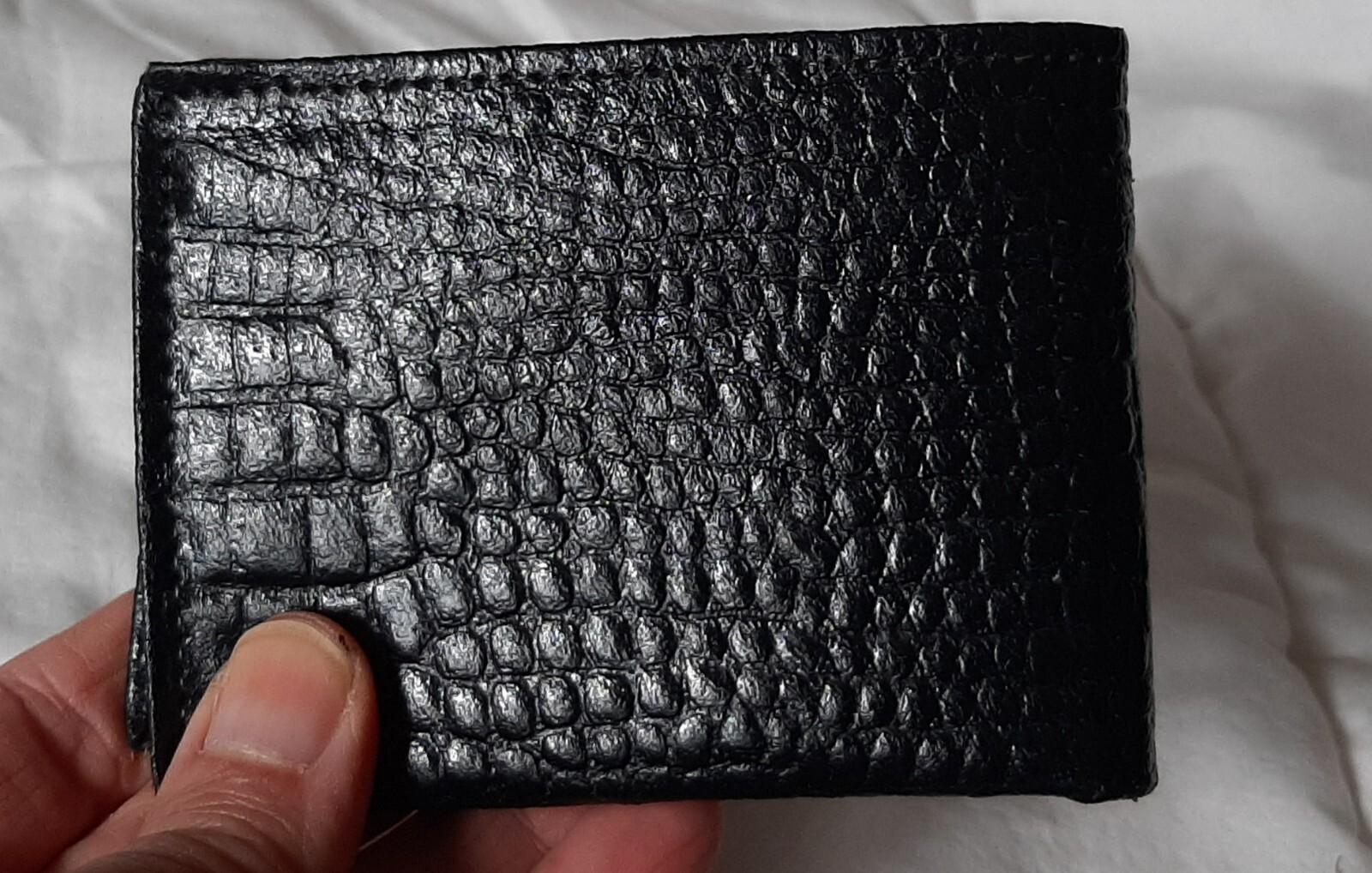 Vintage Authentic Cowhide Split Leather Crocodile… - image 3
