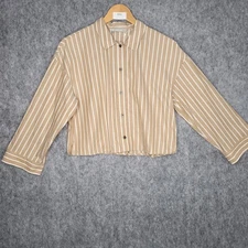 Everlane Shirt Womens XS Brown Button Up Top Cotton Crop Oversized Boxy Casual