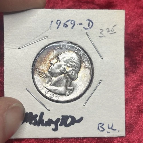 1959 D Washington Quarter BU Uncirculated Mint State 90% Silver 25c US Coin
