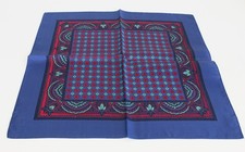 Brooks Brothers Silk Foulard Pocket Square Handkerchief Blue Made in England 17"