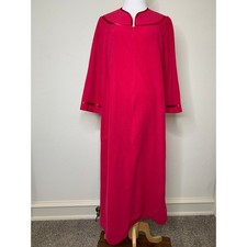 Vintage Deep Pink Zip Front Robe Satin Trim Sz Small