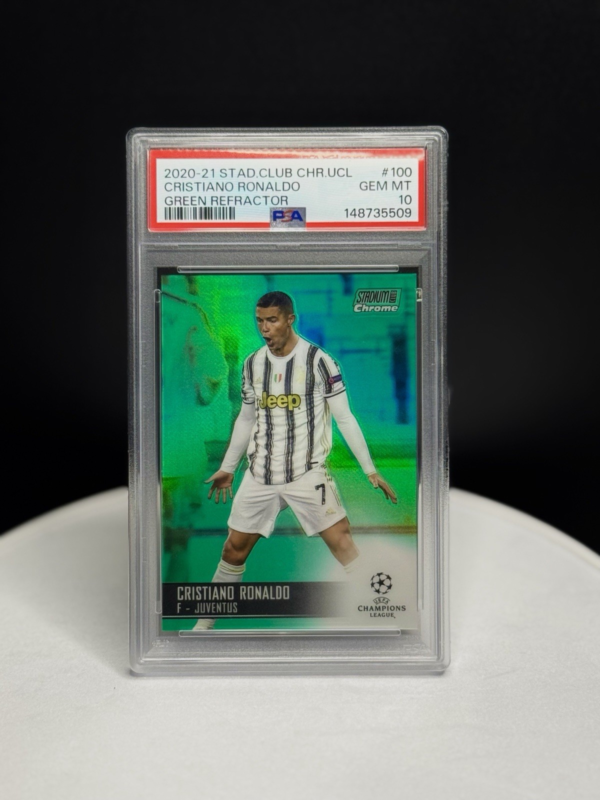Topps 2020-21 Stadium Club Chrome UCL Cristiano Ronaldo Juventus #100 /99 PSA 10