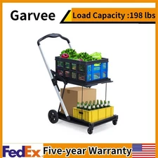 ✅2-Tier Portable Utility Cart for Groceries Supermarket Collapsible Shopping Car
