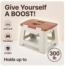 Folding Step Stool for Adults Kids 9" Plastic Foldable Stool 300lbs Portable