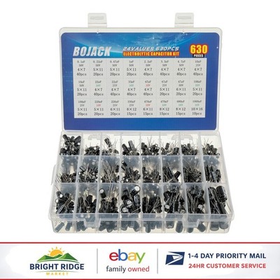 Wide Range Capacitor Set, 630pcs from 0.1uF to 1000uF for Electronics Projects