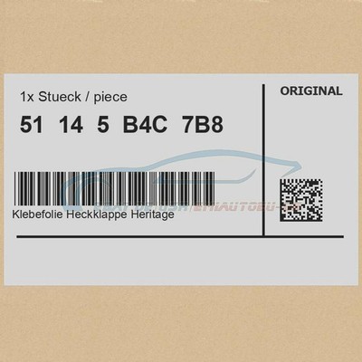 Original BMW 51145B4C7B8 - Klebefolie Heckklappe Heritage Black