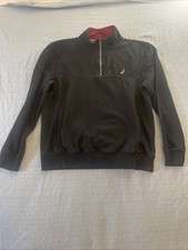 Nautica Mens J-Class Classic-Fit Quarter Zip Fleece Sweatshirt Large Black