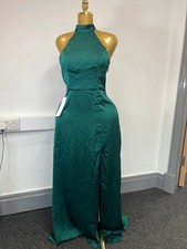 Brand new green azazie stretch satin maxi dress uk 10