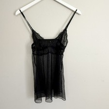 VICTORIA  S SECRET Women  s Black Wireless Mesh Lace Chemise Slip Size Small