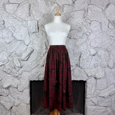 Ralph Lauren Blue Label c. 1980s Wool Skirt Equestrian Print Claret Plaid | 10