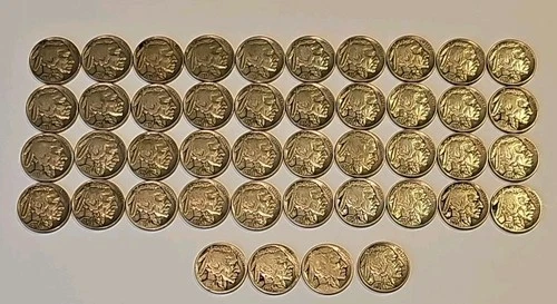 Lot of 44 Buffalo Nickels Full Readable Dates 1937 & 37D mix Good/Very Good