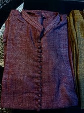 Men's Maroon Kurta Button Detailing White Pajama Set Traditional Style