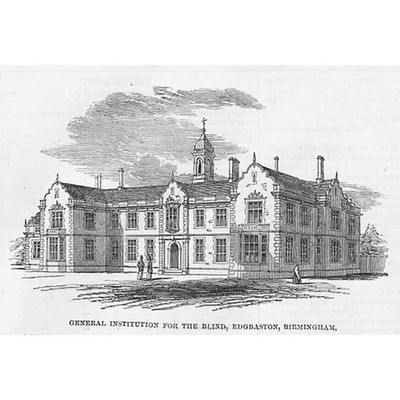 BIRMINGHAM Institution for the Blind at Edgbaston - Antique Print 1853