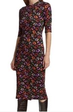 FARM Rio Leopard Print Jersey Sheath Dress in Black Ikat-Dyed Size XS