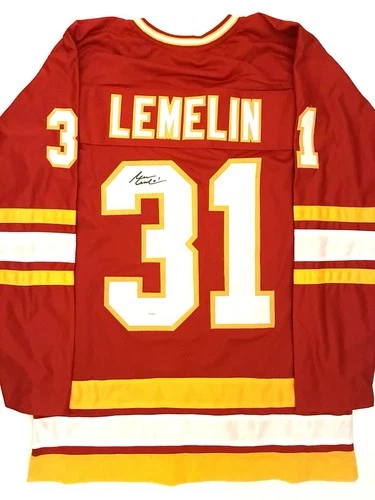 Reggie Lemelin Signed Calgary Flames Jersey Autographed NHL Goalie JSA COA XL CA
