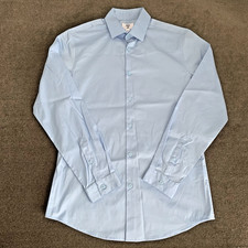 Mode of One Men's M Slim-Fit Button-Down Sport Dress Shirt Light Blue Indigo