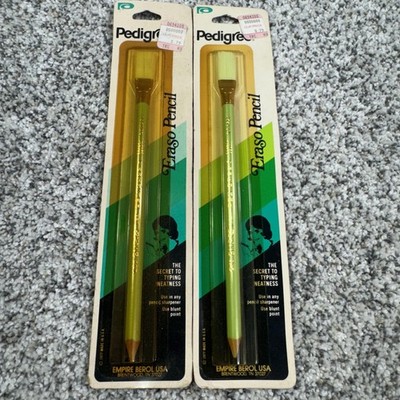Vintage 1977 Pedigree Eraso Pencil Empire Berol USA Typing Neatness NOS Lot of 2