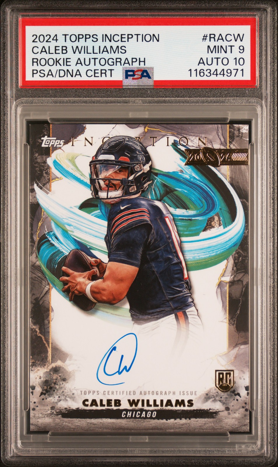 2024 TOPPS INCEPTION ROOKIE AUTOS #RACW CALEB WILLIAMS PSA 9 AUTO 10