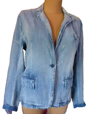 Retro-Stil /  Blue Daze Damen Blaser Gr. 38 Blau ( ungefüttert )