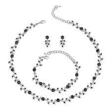 Wedding Jewelry Set for Women Bride, Gorgeous Stunning Crystal Flower Leaf Cl...