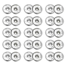 50 Set Sew-on Snap Buttons 12mm Metal Press Studs Buttons Silver