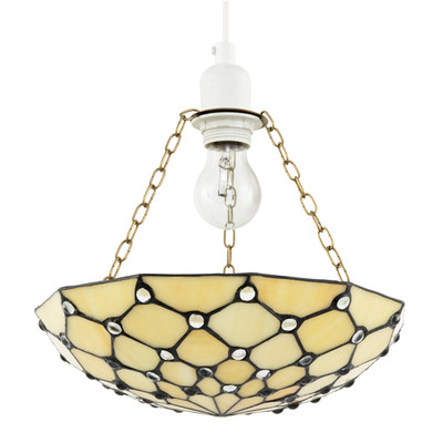 Bernsteinfarbene und klare Perlen Tiffany Glas einfache Passform Schüssel Anhänger Schirm von Hap...