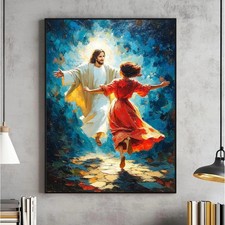 Welcome Home Christian Wall Art Jesus with Girl Religious Print