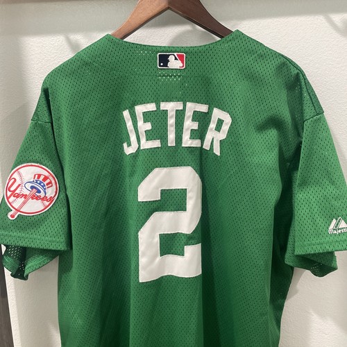 DEREK JETER Saint Patrick’s Day Mesh Jersey Authentic Majestic Size 2XL RARE USA - Bild 1 von 14