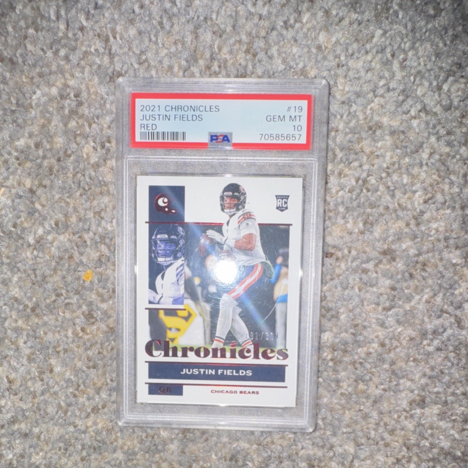 2021 Panini Chronicles Justin Fields #19 Red /399 Rookie Chicago Bears PSA 10