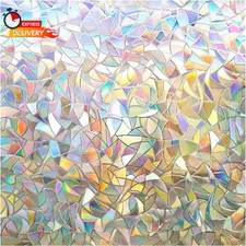Rabbitgoo Window Privacy Film Rainbow Film Decorative Window Sticker, 3D Static 