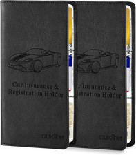 2Pack Leather Car Registration and Insurance Card Holder, Car Document Holder fo