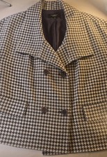 Talbots BLAZER Double Breasted Houndstooth Pattern Black  White Size 12