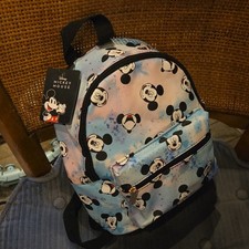 Disney Mickey Mouse Blue Pink Cartoon Print Kids Backpack Polyester