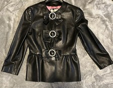 Gorgeous Authentic Women's Gucci Black Leather Jacket Size IT 40 NWT