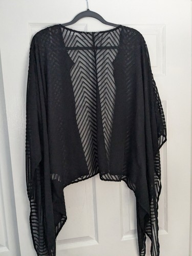 NWT Bisou Bisou Michele Bombot Chevron Boho Flowy Sheer Open Duster Wrap Size L - Picture 6 of 9