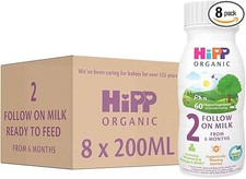 HiPP Organic Stage 2 Follow‑On Milk 6–12m  Ready to Feed Formula 8x200ml 
