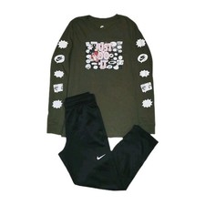 Nike Youth Large Black Logo Fleece Pants And Long Sleeve JDI Graph Tshirt Outfit
