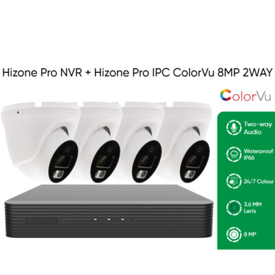 Hizone Pro 8MP CCTV Sicherheitssystem 2-Wege MIKRO Lautsprecher POE IP ColorVu Kamera NVR