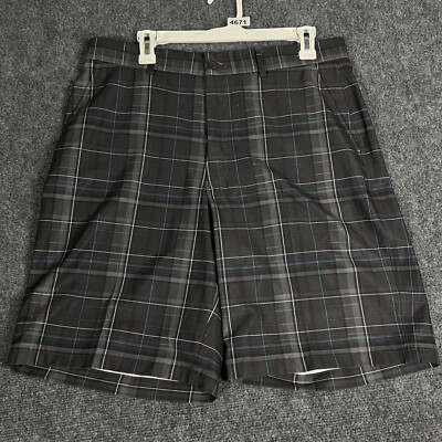 Kirkland Golf Shorts Mens 34 Plaid Dark Gray Pockets