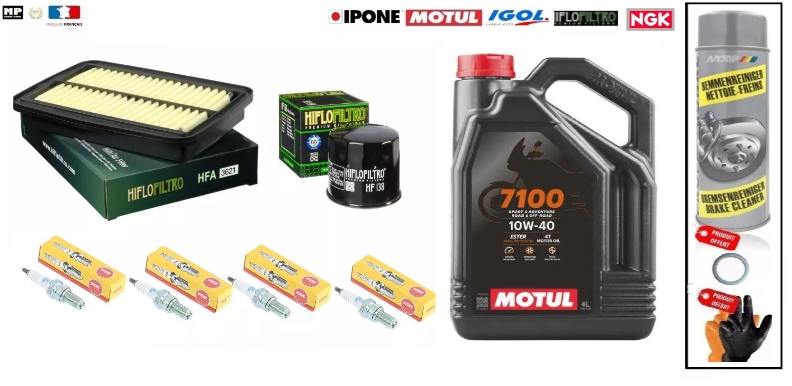 Kit Vidange Suzuki Bandit 650 de 2007 avec Huile Motul 7100 10w40 4L et Filtre