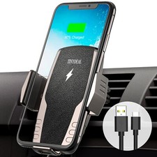 Wireless Car Charger 15W/10W/7.5W Qi Fast Charging Auto-Clamping Car Phone Mount