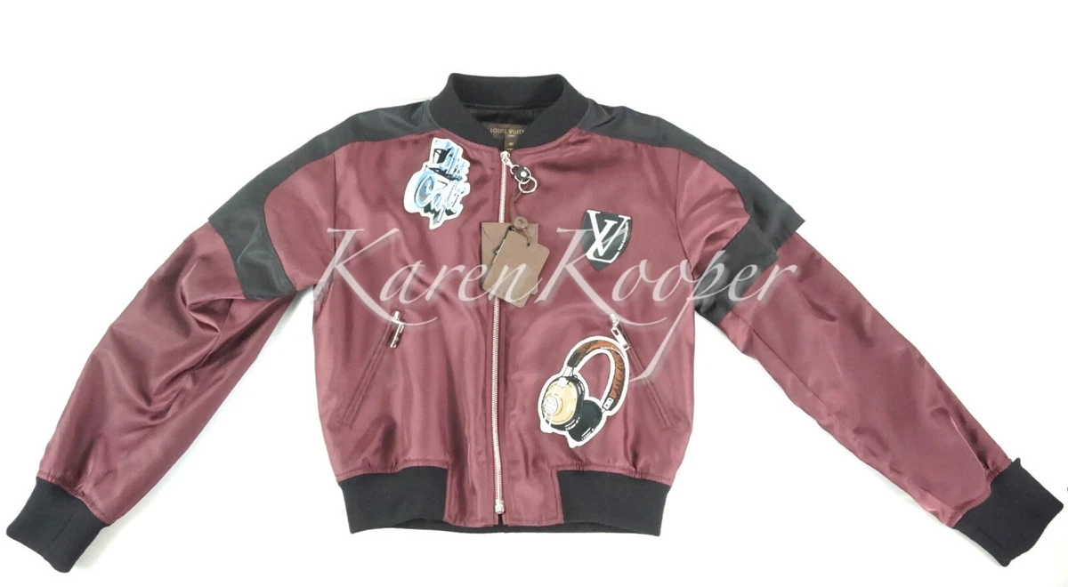 LOUIS VUITTON WOMEN EMBROIDERED PATCH SOUVENIR BOMBER JACKET COAT MIRANDA  KERR