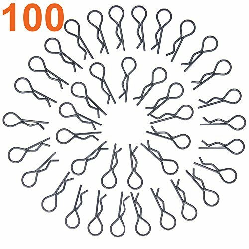 100 Pack Rc Bent Body Clips Springy R Pins Black Post Mount Shell Replacement - Picture 1 of 3