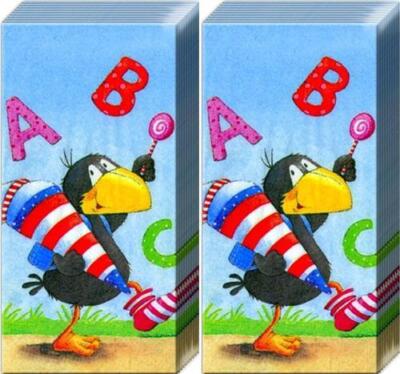 2x 10 Taschentücher Rabe Socke ABC Schulanfang Rabe Schultüte Kinder Lustig