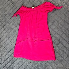 Forever 21 Kids Girls Hot Pink Holiday Dress Size 11-12 Y Off Shoulder Casual