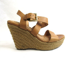Sofft Womens Leather Ankle Strap Platform Sandal Jute Espadrille Wedge SZ 9M