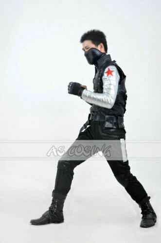 Captain America Winter Soldier Costume Bucky Barnes Cosplay Costumes Outfit# - Image 3 of 4