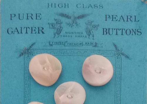 French Brocante Vintage Buttons 8 Handcut White Pearl MOP Nacre France 1950s NOS - Picture 4 of 4