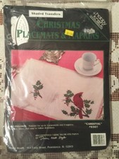 Hobby Kraft Placemats  Napkins Shaded Transfer Kit Cardinal 9307 Christmas